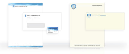 letterhead, envelope, and business card design